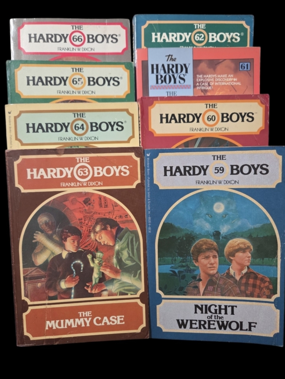 Collection of 8 vntg Hardy Boys mystery paperbacks by Franklin W. Dixon #59-66.
